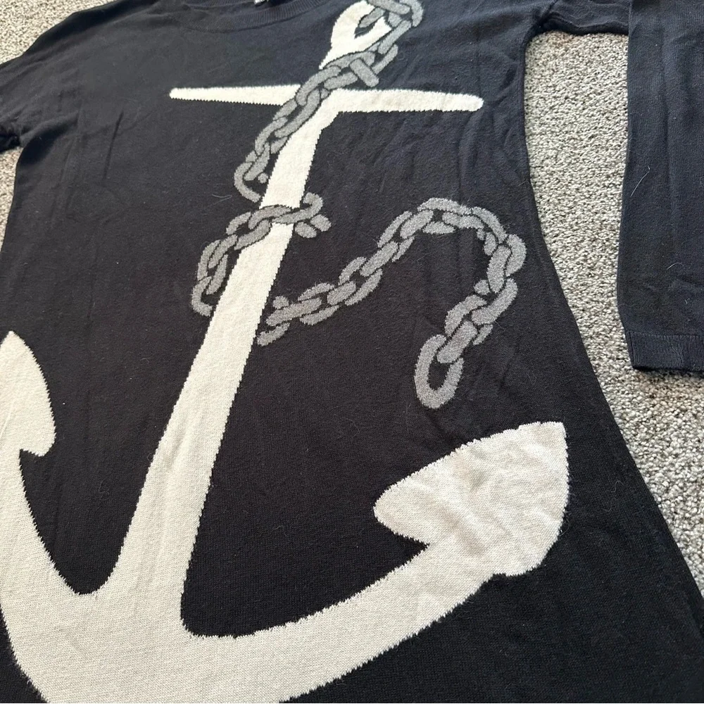 EXPRESS S Black Sweater Dress Big White Anchor Graphic R $88 - Picture 10 of 13